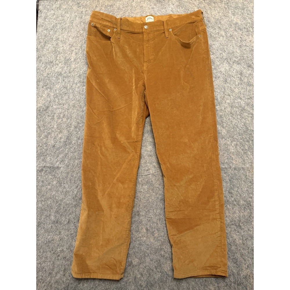 J.Crew Mens Corduroy Pants 34 Brown Slim Straight Flat Front 5 Pocket